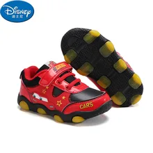 Disney/Детская Хлопковая обувь для мальчиков; толстая зимняя теплая бархатная новая спортивная обувь с мигающими огнями; обувь для бега; европейские размеры 26-31