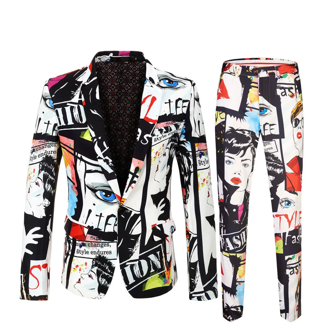

XIU LUO Brand Mens Fashion Print 2 Pieces Set Casual Suits Plus Size Hip Hot Male Slim Fit Suit Men Singer Wedding Plus Size 6XL