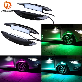 

POSSBAY 4Pcs Car Truck LED Wheel Lights Tire Light Eyebrow Shape Decorative Lights Lamp Flash Light Universal