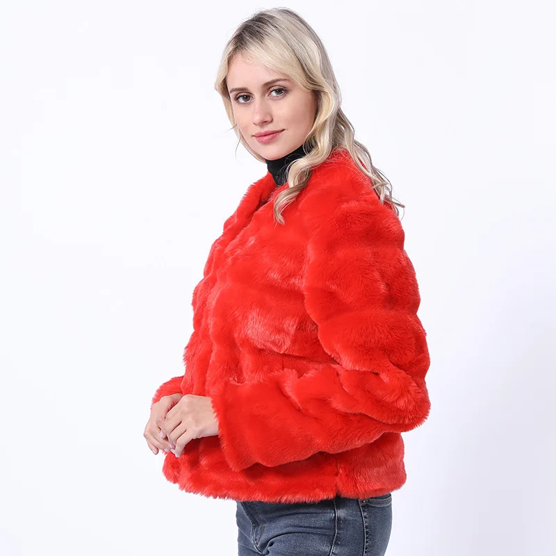 Fur-like Outerwear Fox-like Fur Stitching Sleeve Short Haining Small Fragrance Fashion Artificial Fur Faux Fur Short Women Coat