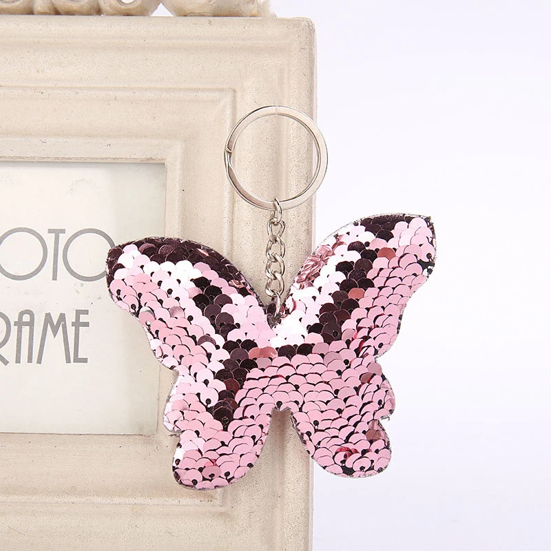 Cute Butterfly Keychain Crystal Rhinestone Sparkling Car Key Chains Bag Pendant