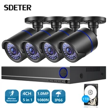 SDETER безопасности системный комплект для фотокамеры AHD 4CH CCTV системы 4 720 P кабель для камеры CCTV камера комплект 4CH DVR видеокамера сетевой видеорегистратор наборы