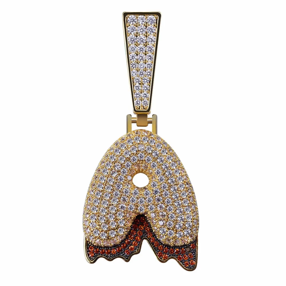 

Big Buckle Letters Pendants Necklaces Gold/Silver Bling Iced Out Micro Paved CZ Rhinestone Men's Hip Hop Jewelry without chain
