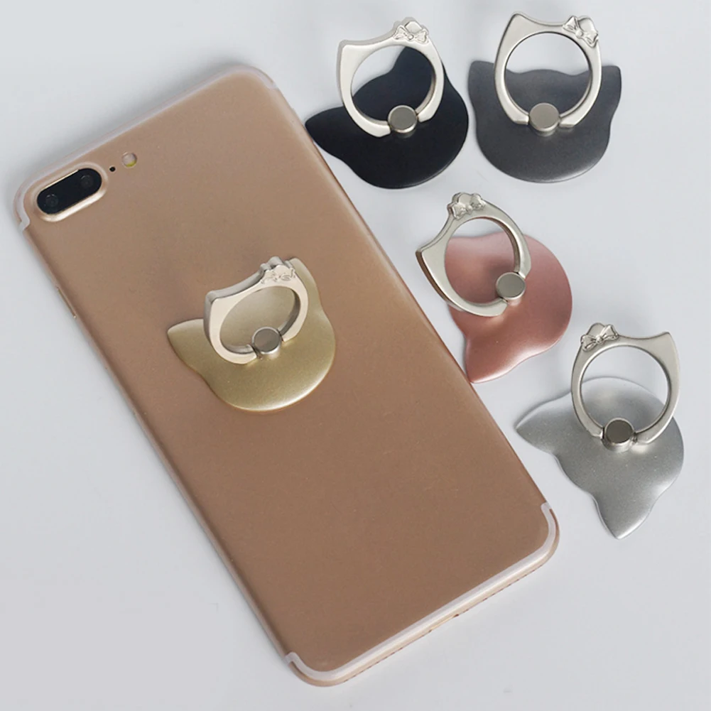 Alloet 1pcs 3D Cat Shape 360 Degree Finger Ring Mobile Phone Stand Holder Universal For Samsung Huawei Xiaomi Phones