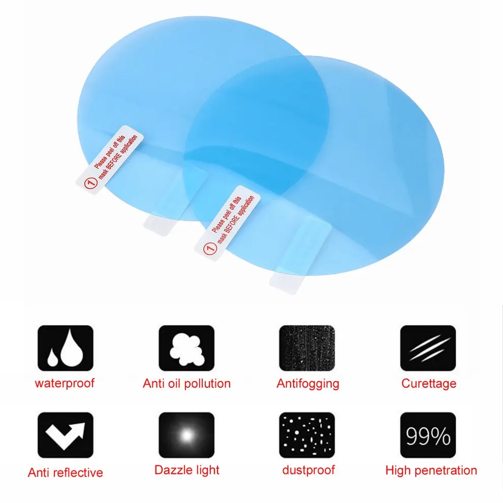 

2PCS 95mm Rearview Mirror Protector Anti-fog Anti Water Anti-stain Film Cover Mirror Multi-function Touch Panel Heater Mirror