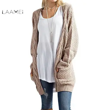 

Laamei Long Cardigan Women Long Sleeve Knitted Sweater Cardigan Autumn Winter Womens Sweaters 2018 Jersey Mujer Invierno