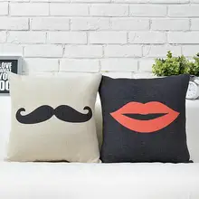 Накладные губы, борода британская торговля пары свадебный подарок хлопковая Подушка квадратный домашний Декор диванные подушки