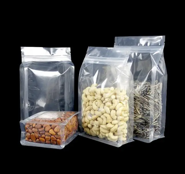 Qi Размер: 16*26+ 8 см пищевые влагостойкие пакеты прозрачные пластиковые пакеты стоячие мешки квадратные Упаковочные пакеты для закусок/печенья/риса