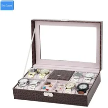 Часы ювелирные изделия защита 8+ 2+ 1 сетки кожа Крокодил бархат наручные часы Коробка Чехол Дисплей сумка для хранения коробка Alibaba