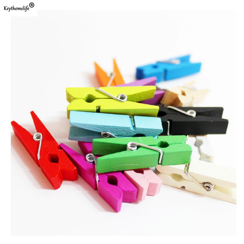

50pcs/set Mini Natural Wooden Clothes Photo Paper Peg Pin Clothespin Decor for Craft Clips School Office Stationery Multicolor