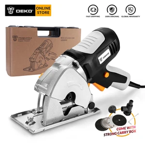 DEKO DKMS85Q2 Mini Circular Saw With 4 Blades, BMC Box Electric Wood Saw Home DIY Personal Safety And Electrical Safety System