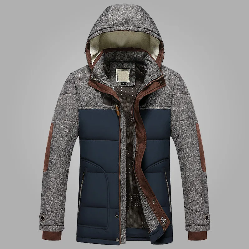 Baratos Abrigo Parkas para hombre con capucha caliente Casaco Masculino marca chaqueta de invierno Moda hombre M 5XL nueva llegada Casual delgado de algodón grueso
