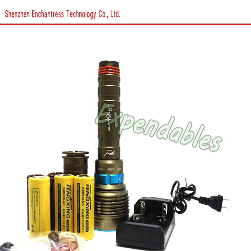 

14000 Lumen 7* XML T6 LED Diving Flashlight Torch 200M Underwater Waterproof LED Flash Light linterna + 26650 Battery+ Charger