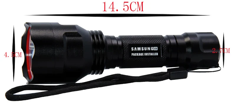 Samsung led 10 Вт C8 тактический фонарь 351 люменов 18650 Водонепроницаемый светодиодный фонарь с ручной веревкой для кемпинга и охоты