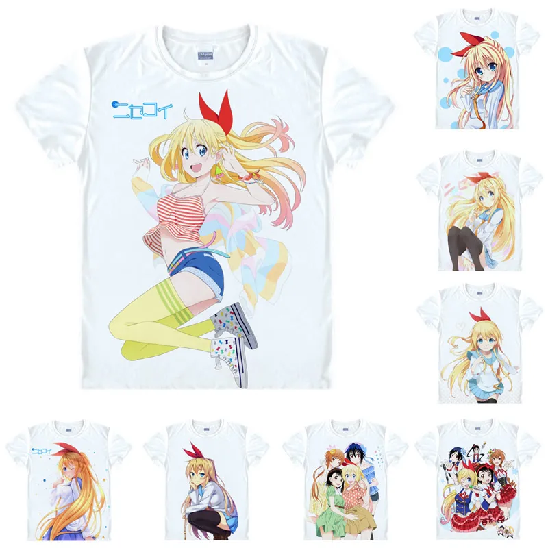 Coolprint Футболка с изображением в стиле аниме Nisekoi ложным подолом футболки