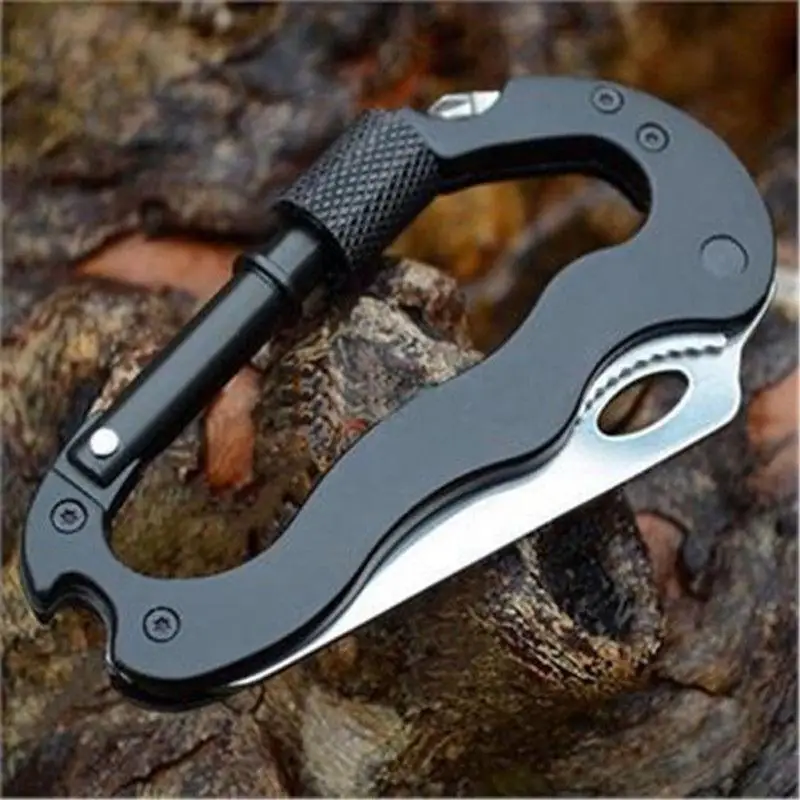 

5 In 1 Multifunctional Folding Knife Multi Carabiner Hanging Buckle Tool for Camping Hiking Mountain Climbing