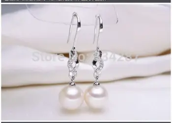 

Natural Rare Style 10-11mm white Round pearl Dangle earrings