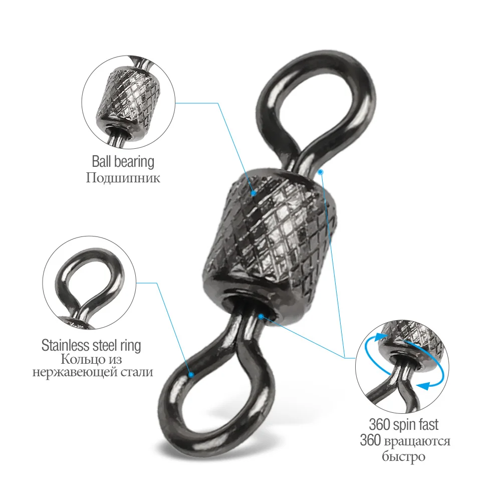 DONQL 50100pcs Fishing Swivel Connector 20#-12# Barrel Rolling Solid Rings For Fishhook Bearing Swivel Fishing Accessories (6)