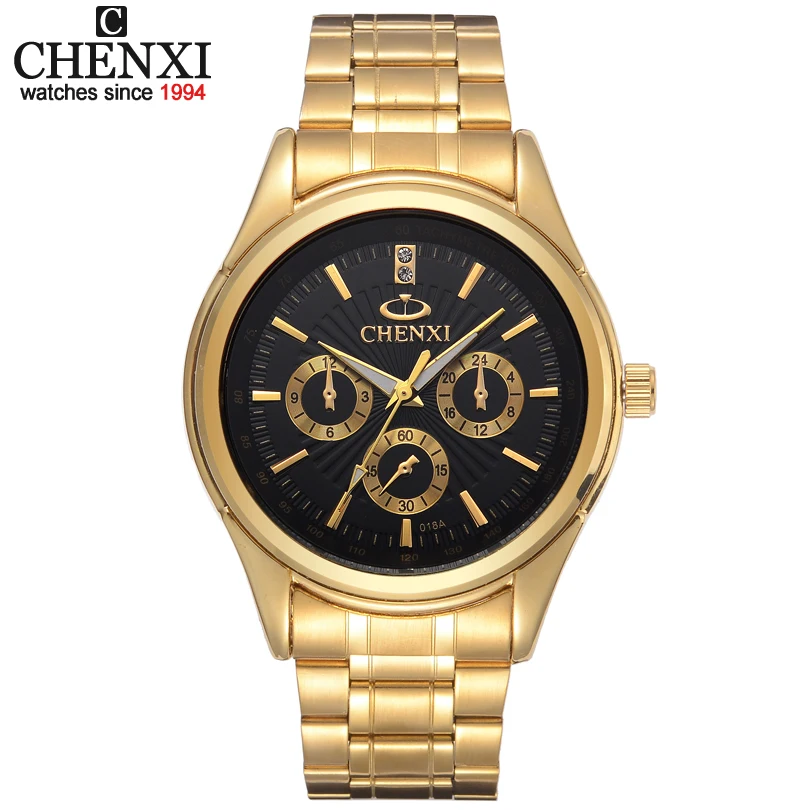Gold Watches Men Casual Fashion Full Stainless Wristwatch Waterproof Luxury Gold Business Clock Relogio Masculino Quartz