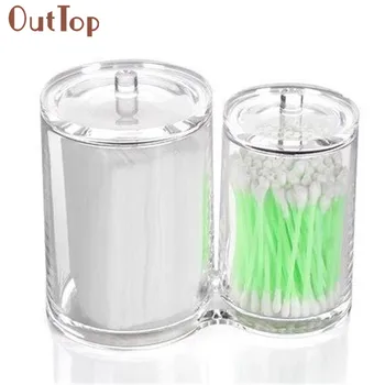 

OutTop Clear Cosmetic Acrylic Cotton Container Organizer For Your Makeup Swab Pads Stoarge Needs Box 45#