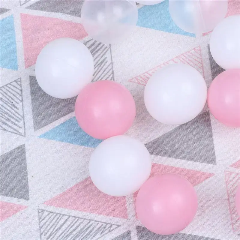 100 шт 5,5 см пластиковые шарики раздавить доказательство океана шары игрушки для детей ребенка(белый и розовый и прозрачный, упаковка сетчатой сумки