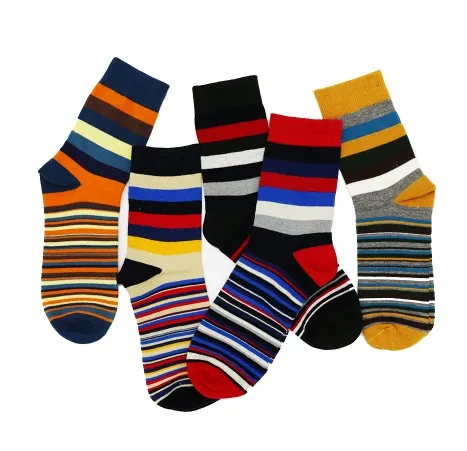 10 шт. = 5 пар в упаковке, мужские носки из чесаного хлопка, классические цветные мужские носки в полоску 6-11