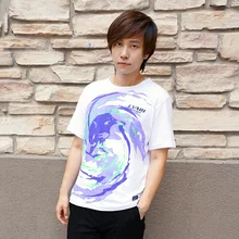 Paisley Impresión Cosplay T-shirt de Anime EVA Algodón Camisetas Púrpura/Amarillo Estilo Hombres de la Camiseta de Mujeres Tops de Verano
