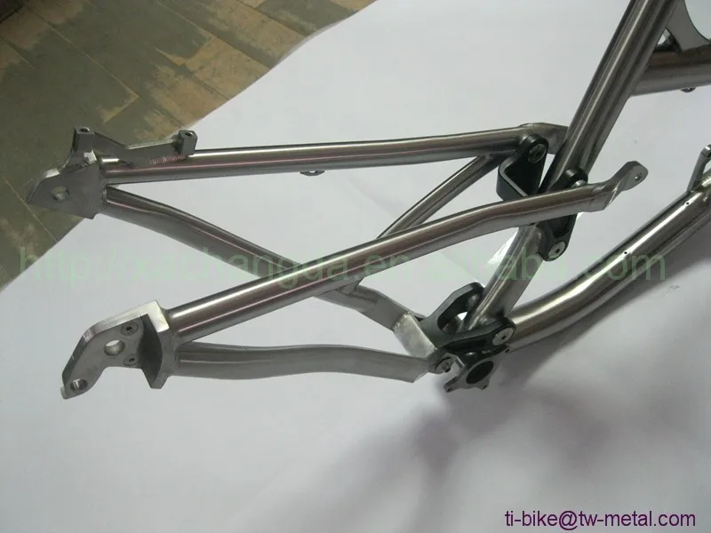 Perfect Titanium Suspension Bike Frame with Taper Head Tube Custom Titanium Suspension Frame with Post Mouth Brake China Titanium Frame 13