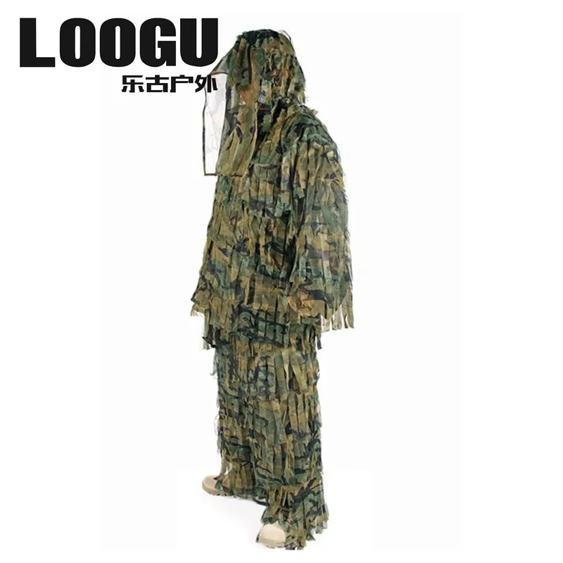 

Military Adults Woodland Camo/Camouflage Hunting 3D Leaf Ghillie Suits Leaf Sniper Outdoor Adventure Hunting Clothes