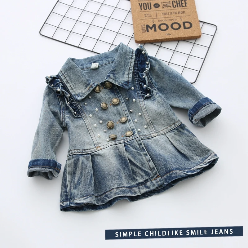 

Children girls in the spring and autumn outfit 2017 baby girls denim jacket or lend little girl jeans