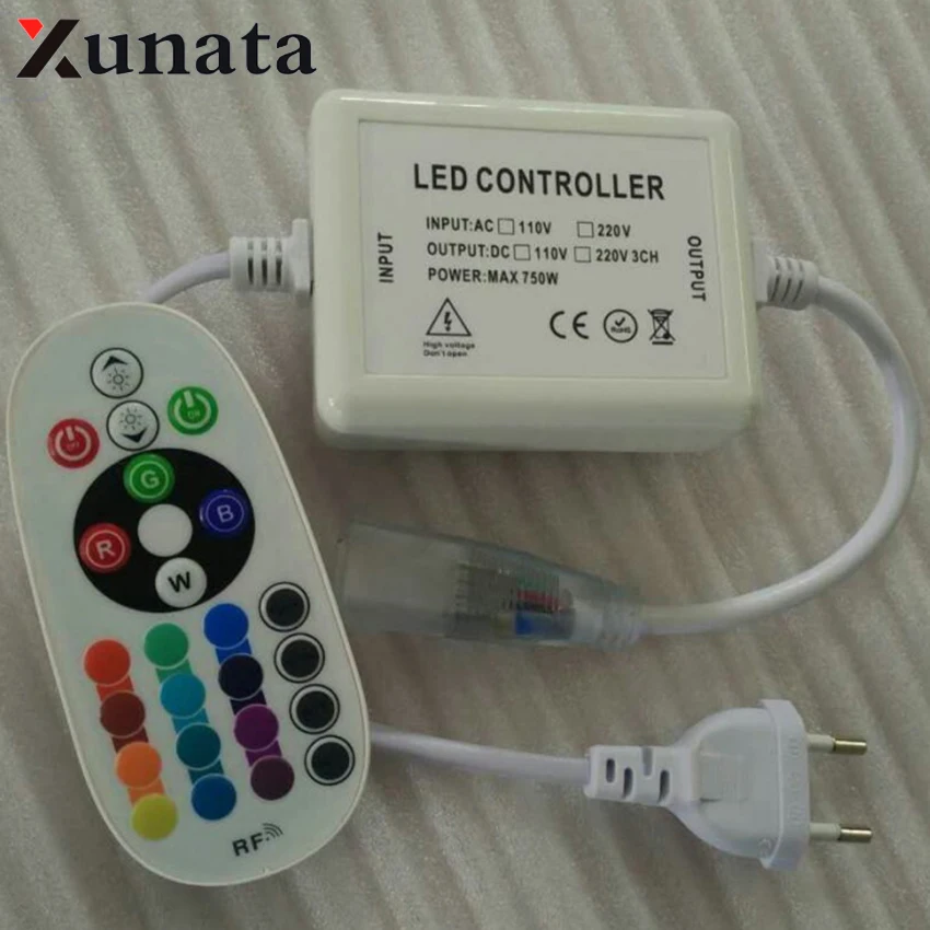 24Key РЧ пульт дистанционного управления AC 110 В 220 RGB led контроллер 750 Вт штепсельная