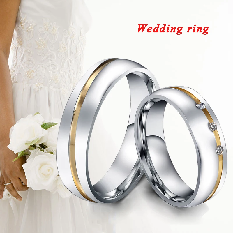 Романтические свадебные кольца для возлюбленной серебра AAA циркон парные кольца из нержавеющей стали вечерние обручальные кольца вечерние подарки