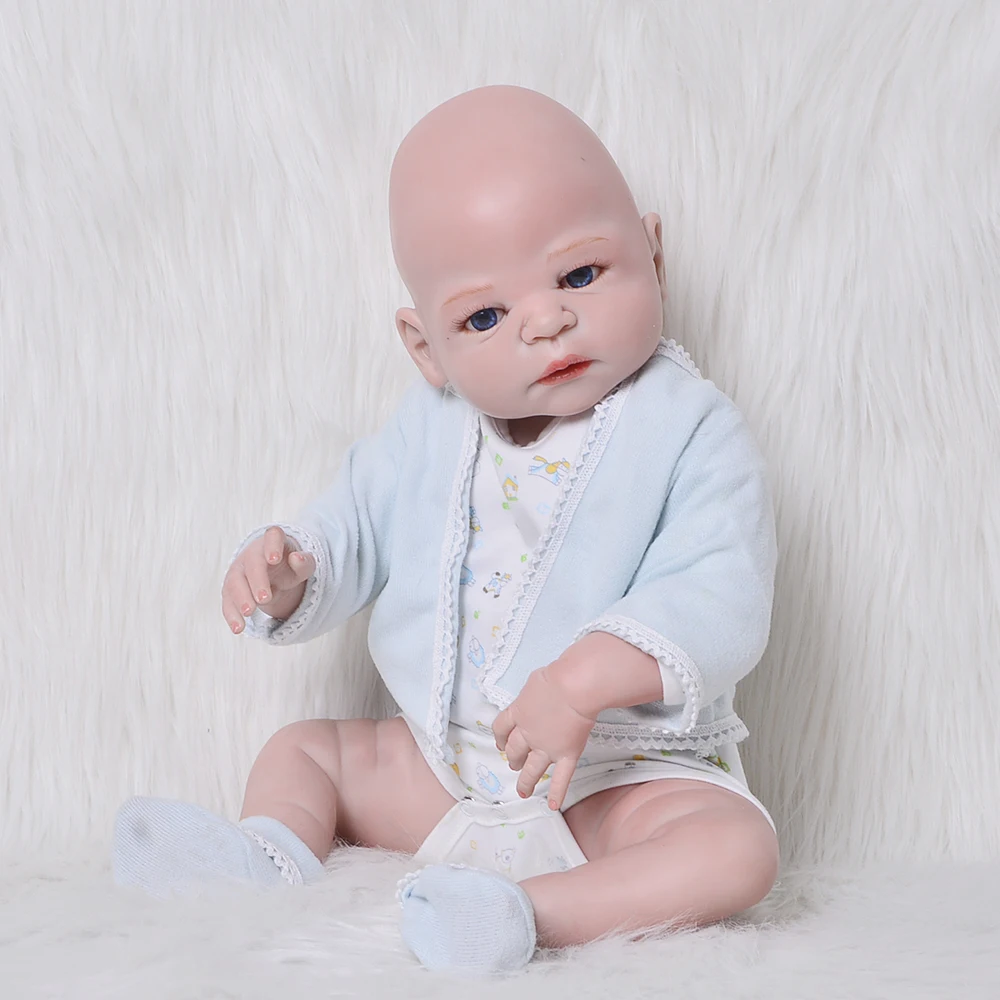 

23" New Design Bald Boy Baby Doll 57 cm Full Silicone Vinyl Lifelike Reborn Doll Toys For Toddler Playmate Holiday Gift Bath Toy