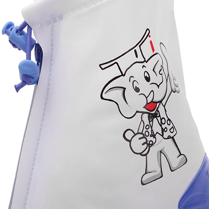Детские Многоразовые водонепроницаемые ботинки с принтом слона из мультфильма; Нескользящие бахилы; Детские галоши