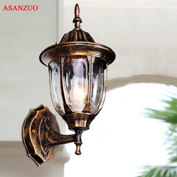 

Aluminum Outdoor Wall Lamp Antique Garden Lamp Porch light Exterior Balcony Wall Lights Aisle Decor Lighting Fixture E27