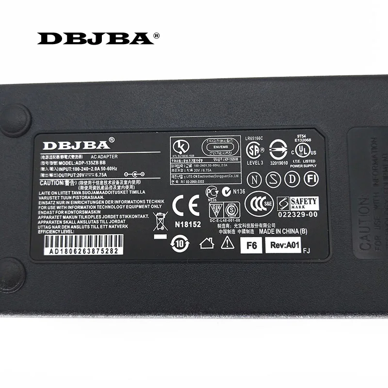 20 V 6.75A ноутбук питание перем. тока мощность адаптер Зарядное устройство для lenovo IdeaPad Y50 ADL135NDC3A 36200605 45N0361 45N0501 Y50-70-40 t540p
