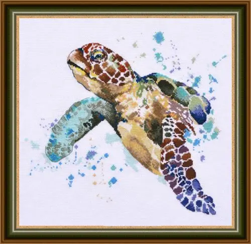 

Gold Collection Chic Counted Cross Stitch Kit The Greatness of Longevity Sea Turtle