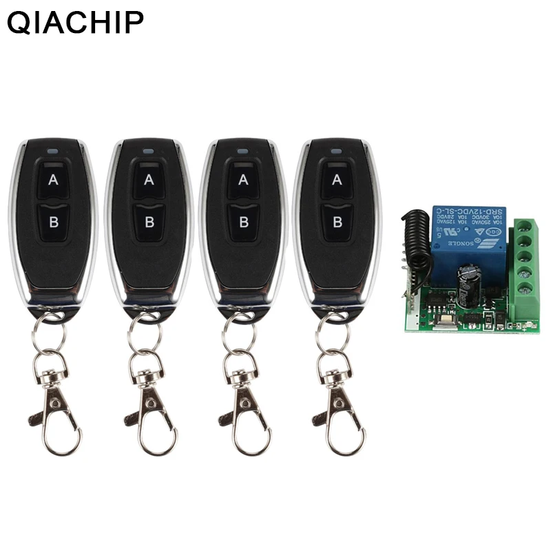 

QIACHIP 433 Mhz Universal Wireless Remote Control Switch DC 12V 1CH Relay Receiver Module + Transmitter Electronic Lock Control