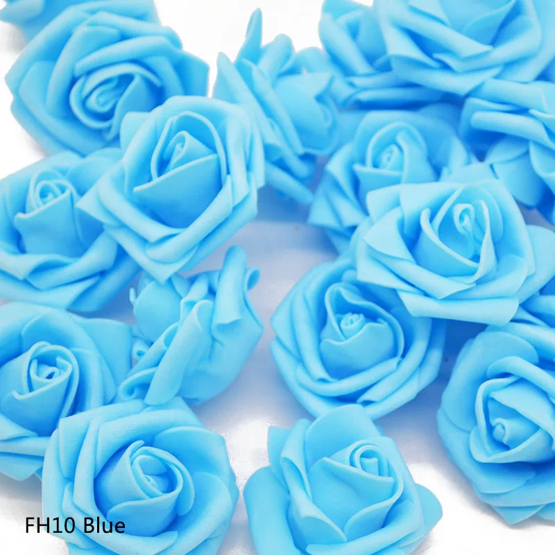 4 см ПЭ пены розы искусственные головки цветов для свадьбы дома цветок украшения DIY декоративный венок Роза плюшевый медведь Скрапбукинг - Цвет: blue