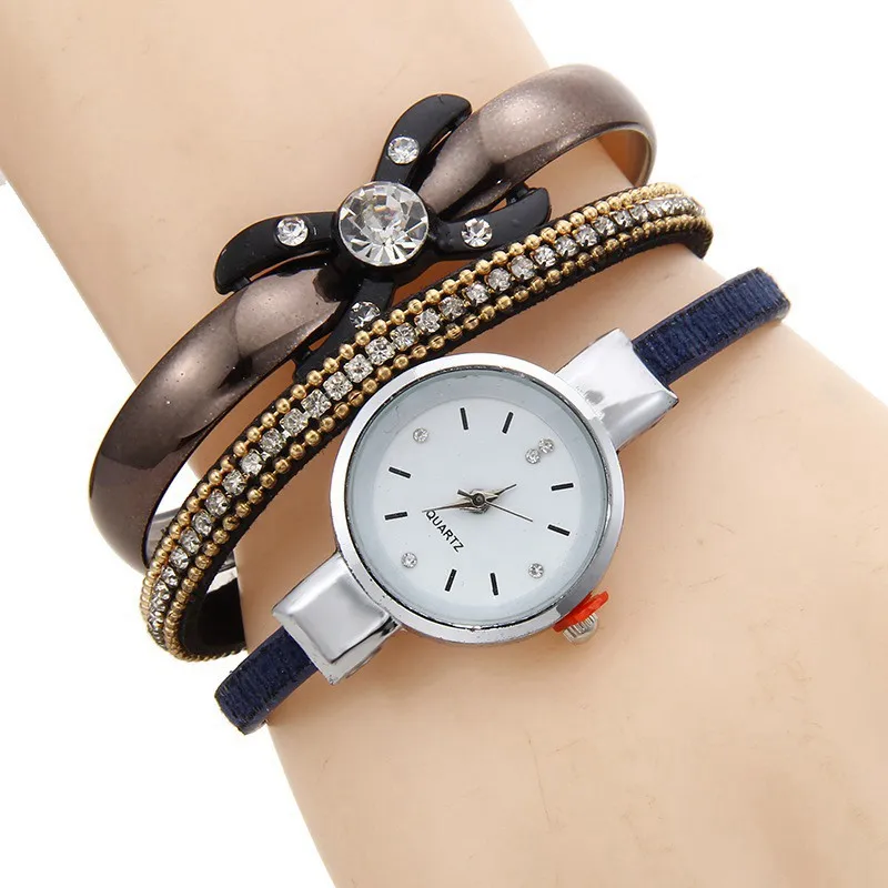 

New Fashion Women Fine Leather Bracelet Watches Diamond Bracelet Silver Shell Casual Quartz Watch Women Clock Relogio Feminino