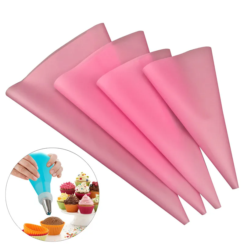 4Pcs Silicone Pastry Bag Thickened Reusable Piping Bags, Premium DIY