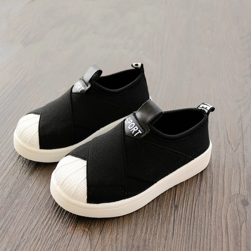 Детская обувь на плоской подошве для маленьких мальчиков, новая детская обувь, Повседневные Дышащие Мягкие Детские кроссовки для девочек, белые, черные, серые, Евро 21-36 - Цвет: Черный