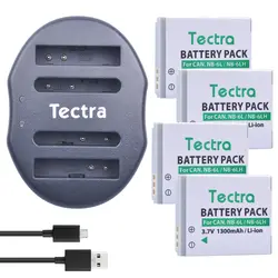 Tectra 4 шт. NB-6L NB-6LH Батареи для камеры + USB двойной Зарядное устройство для Canon IXUS 310 SX275 SX280 SX510 200 105 210 300 S90 S95