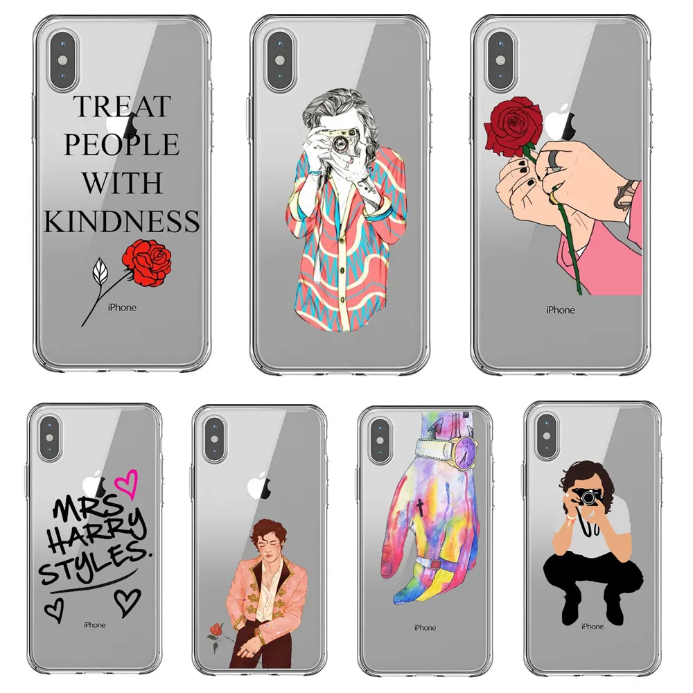 

One Direction Tattoos Harry Styles Phone Cases for Coque iphone 5S SE 6 6S 7 7Plus 8 8 Plus X XR XS MAX XS Soft Black Soft Cover