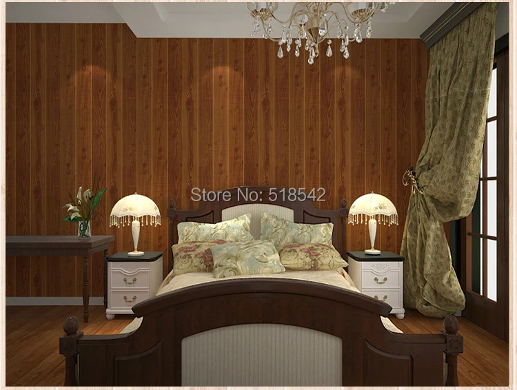 Китайский Стиль текстура древесины в полоску Гостиная Спальня стены Бумага покрытия стен рулонов Звукоизолированные моющиеся