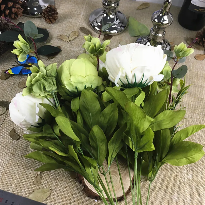 wholesale Simulation peony bunch Artificial flowers for white peonies