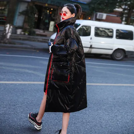 Новая зимняя куртка для женщин, длинное пальто, модные толстые теплые парки с большим карманом, женские пальто, свободное уличная куртка с хлопковой подкладкой - Цвет: Black