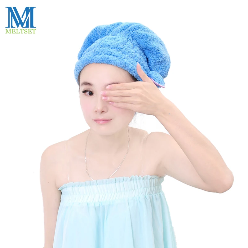 

1PC Cute Bowknot Shower Cap Microfiber Bathroom Hats Thicken Bath Saunas Hair Wrapped Cover Quickly Dry Hair Hat For Women
