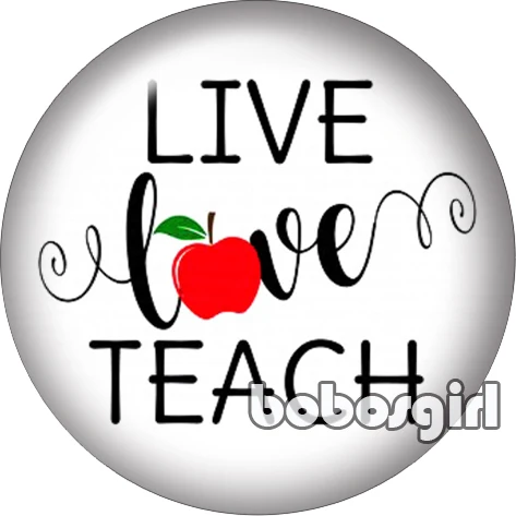 LIVE LOVE TEACH apple teacher стеклянная кнопка оснастки ювелирных изделий DIY круглые фото Кабошоны с плоской обратной стороной TW1272 - Окраска металла: B2851