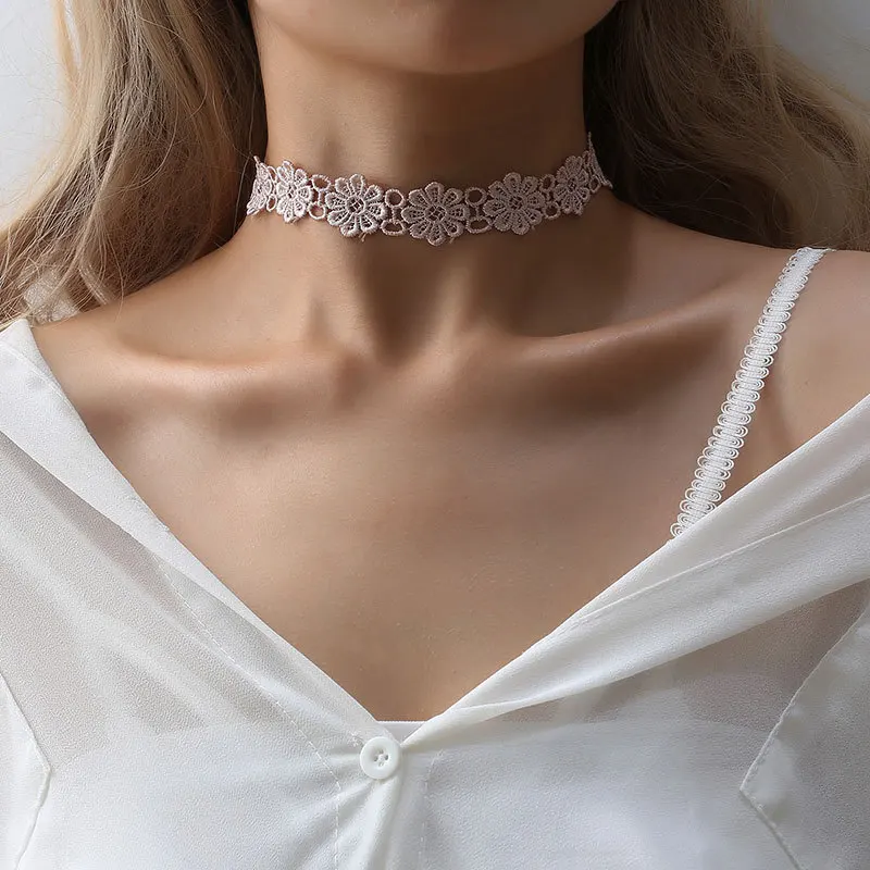 

New fashion jewelry mix design lace flower choker necklace set 1set=6pieces gift for women girl